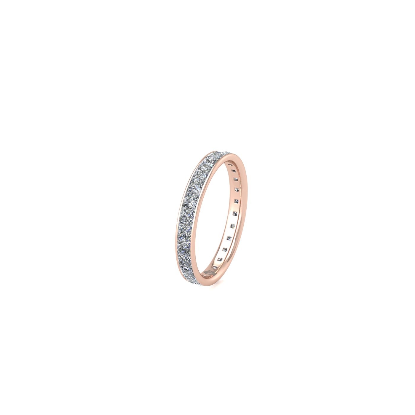 18k rose gold  princess shape diamond channel set full eternity ring