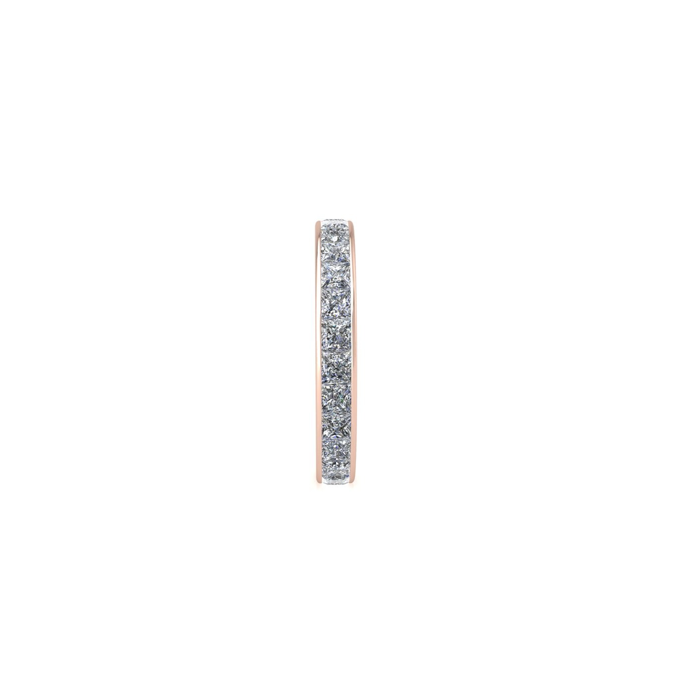 18k rose gold  princess shape diamond channel set full eternity ring
