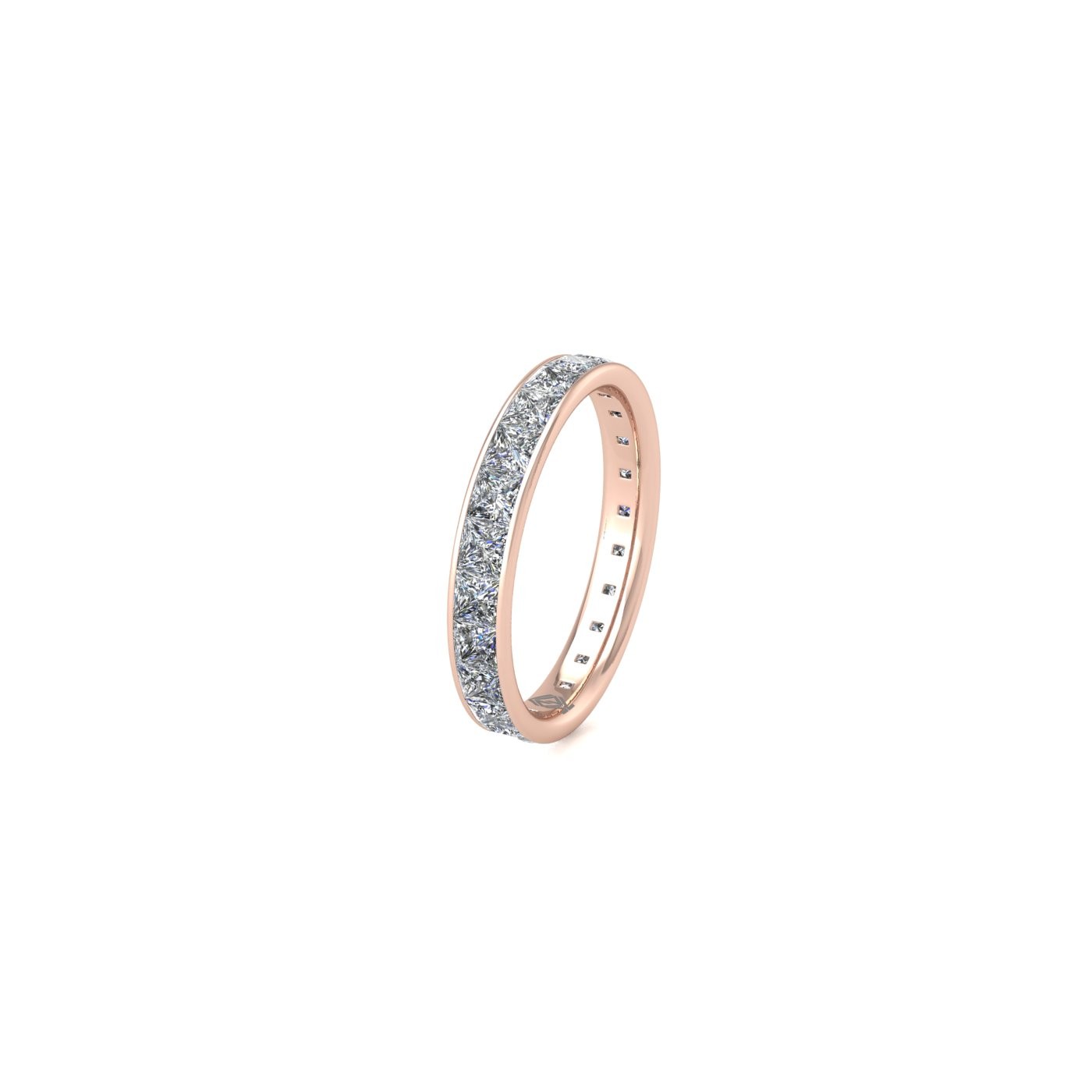 18k rose gold  princess shape diamond channel set full eternity ring