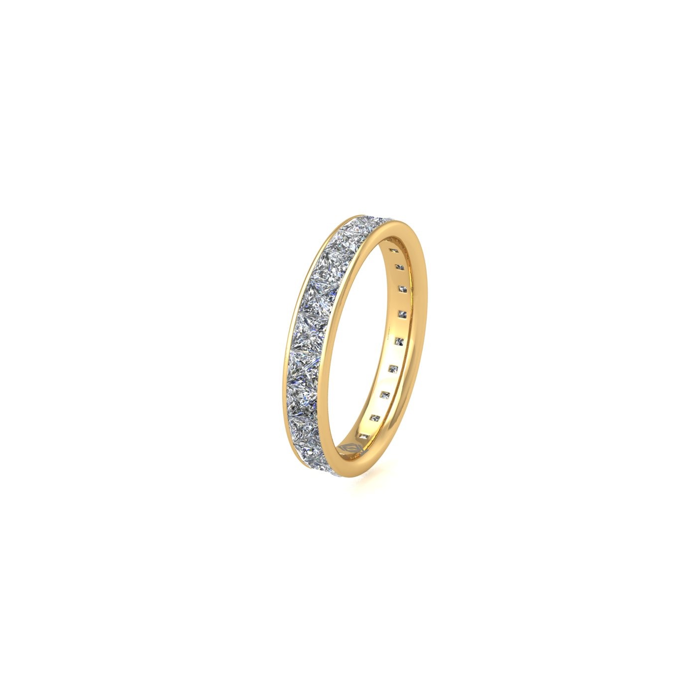 18k yellow gold  princess shape diamond channel set full eternity ring
