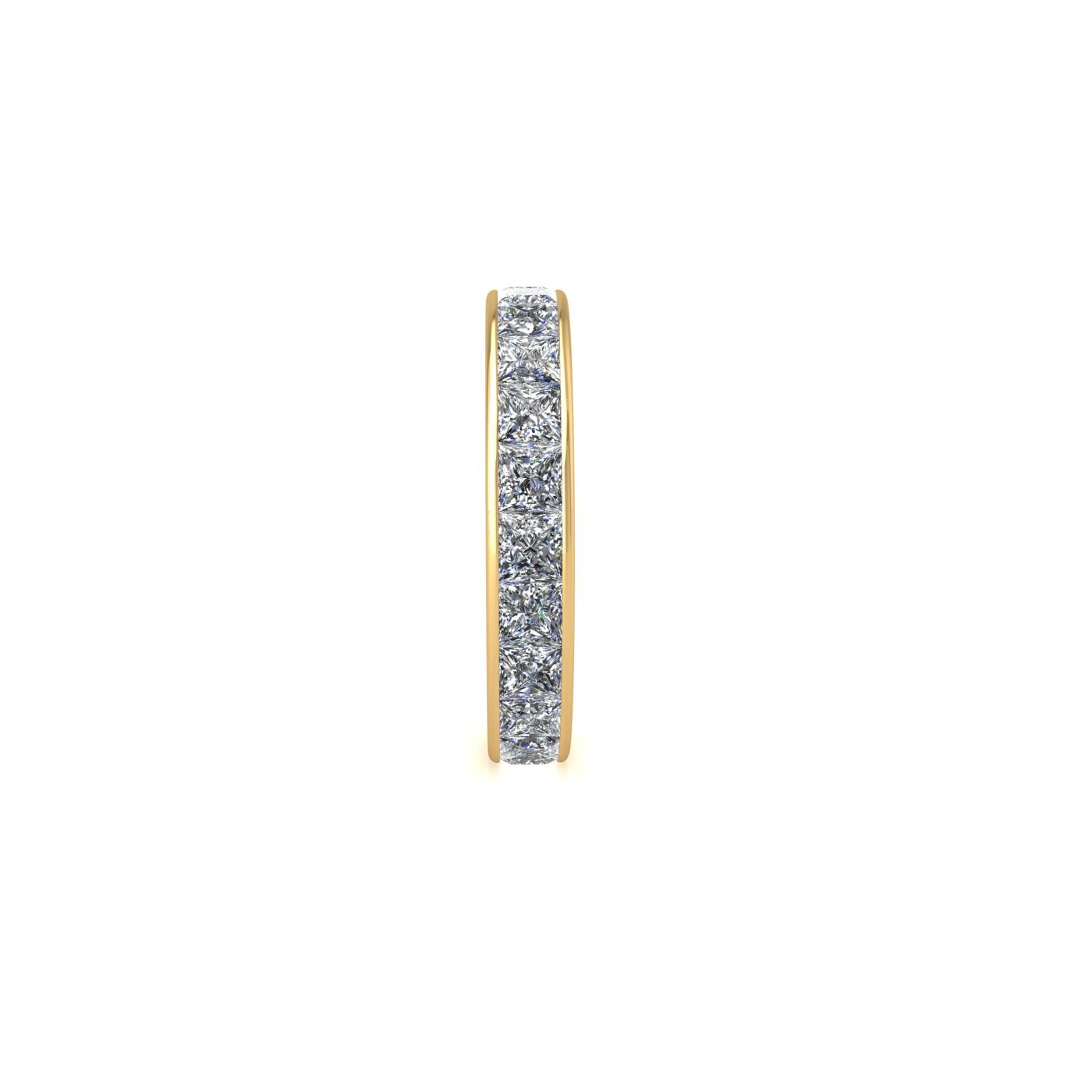 18k yellow gold  princess shape diamond channel set full eternity ring