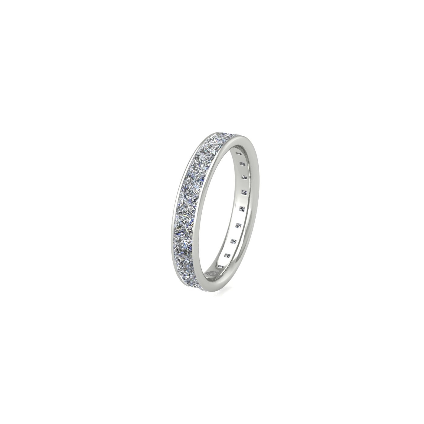pt platinum  princess shape diamond channel set full eternity ring