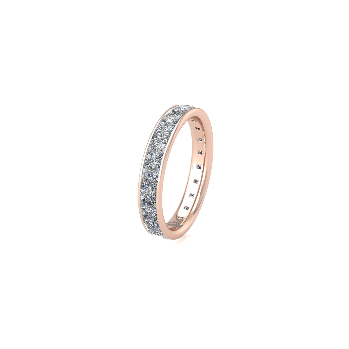 18k rose gold  princess shape diamond channel set full eternity ring