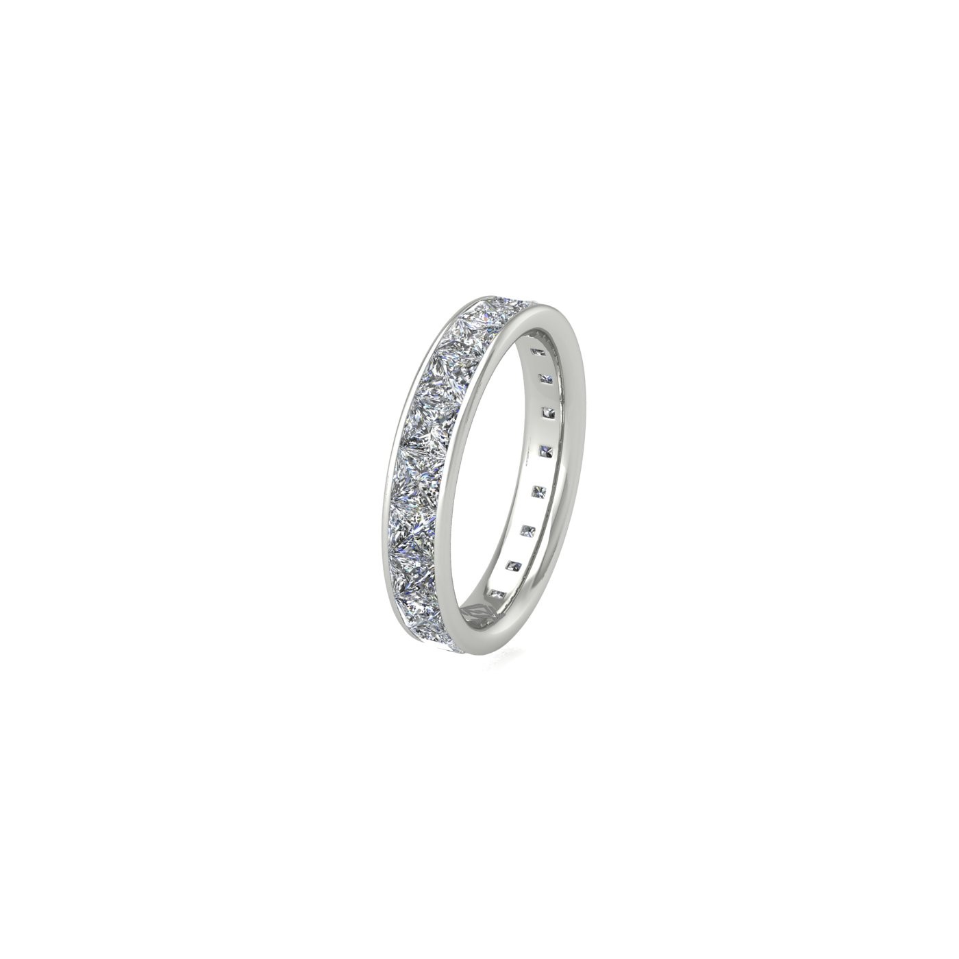 pt platinum  princess shape diamond channel set full eternity ring