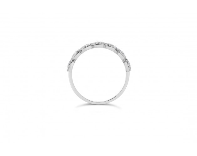 18k white gold half eternity halo and pave set round brilliant diamond wedding ring
