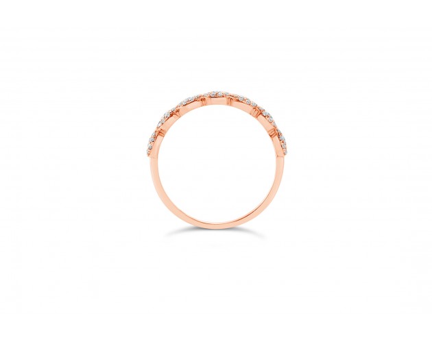 18k rose gold half eternity halo and pave set round brilliant diamond wedding ring