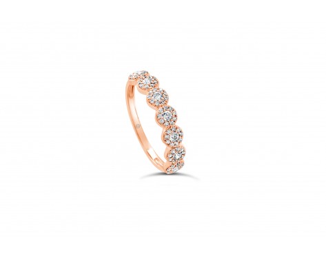 18k white gold half eternity halo and pave set round brilliant diamond wedding ring Photos & images