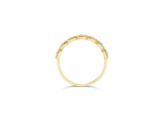 18k yellow gold half eternity halo and pave set round brilliant diamond wedding ring