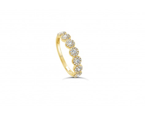 18k white gold half eternity halo and pave set round brilliant diamond wedding ring Photos & images