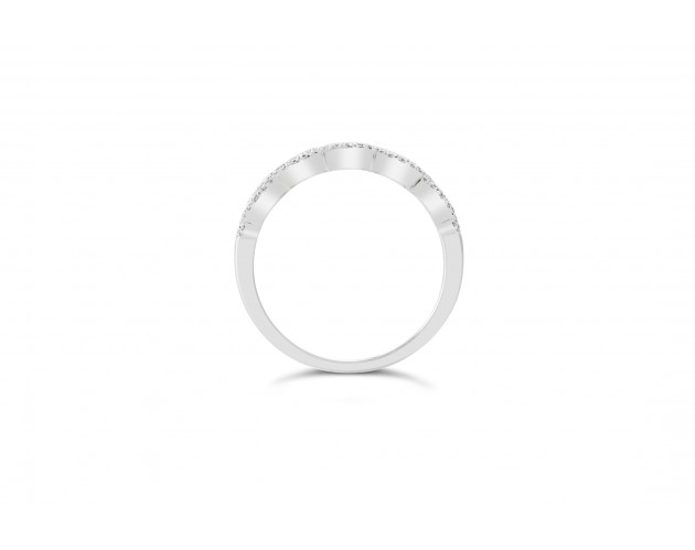 18k white gold half eternity infinity halo and pave set round brilliant diamond wedding ring