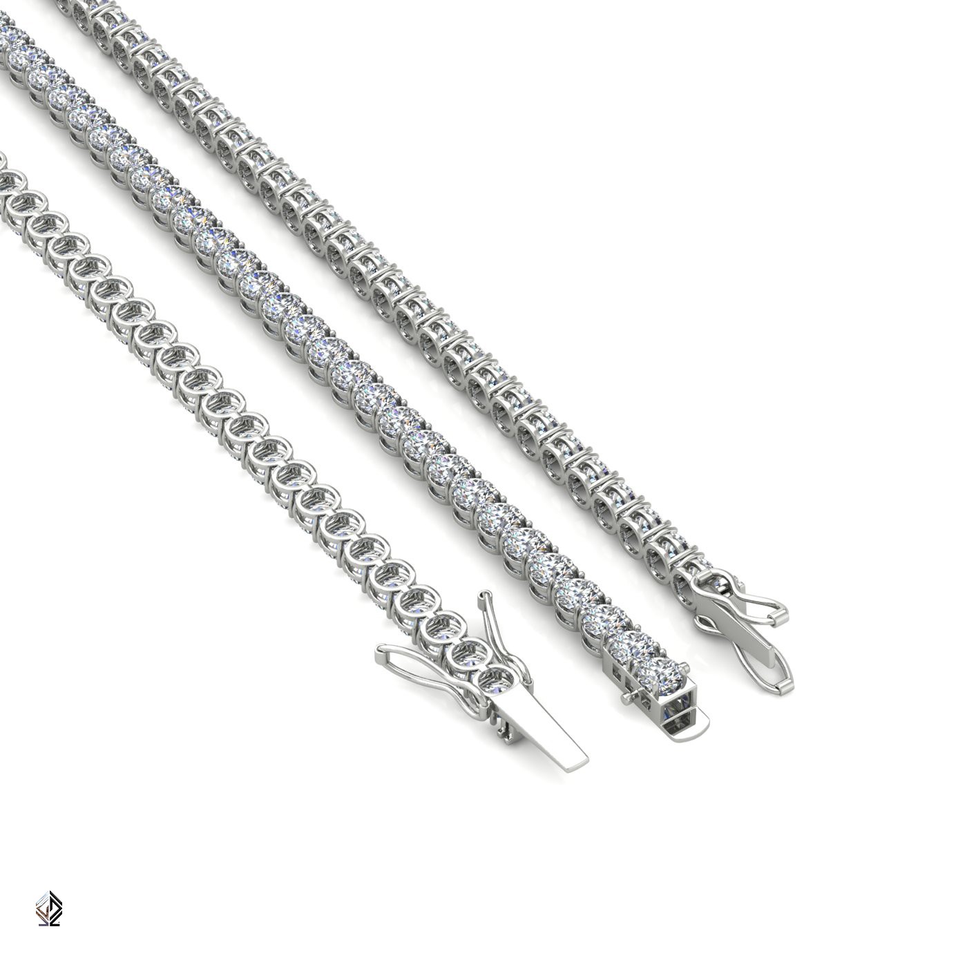 18k white gold  1.8mm 4 prong round shape diamond tennis bracelet in round setting