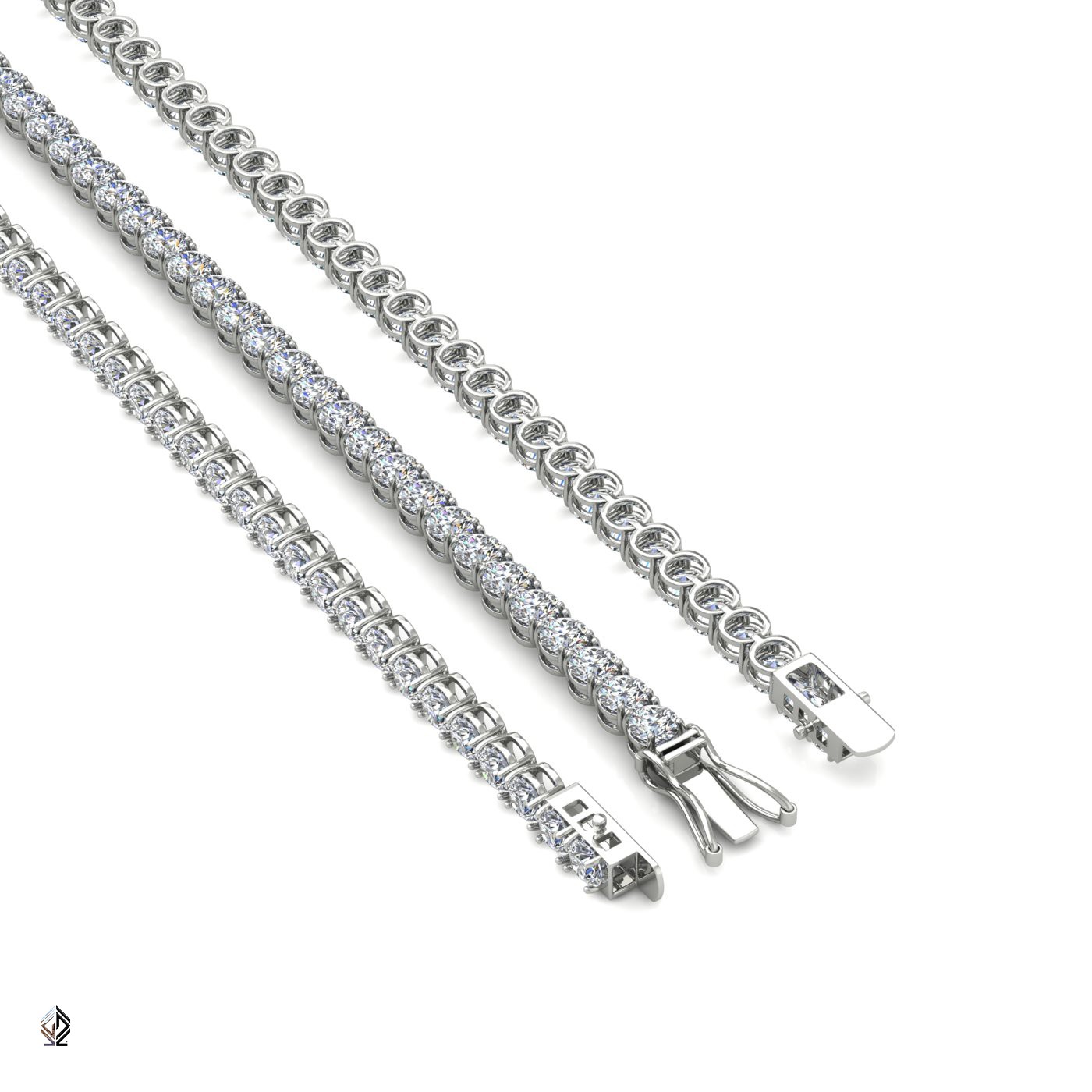 18k white gold  1.8mm 4 prong round shape diamond tennis bracelet in round setting