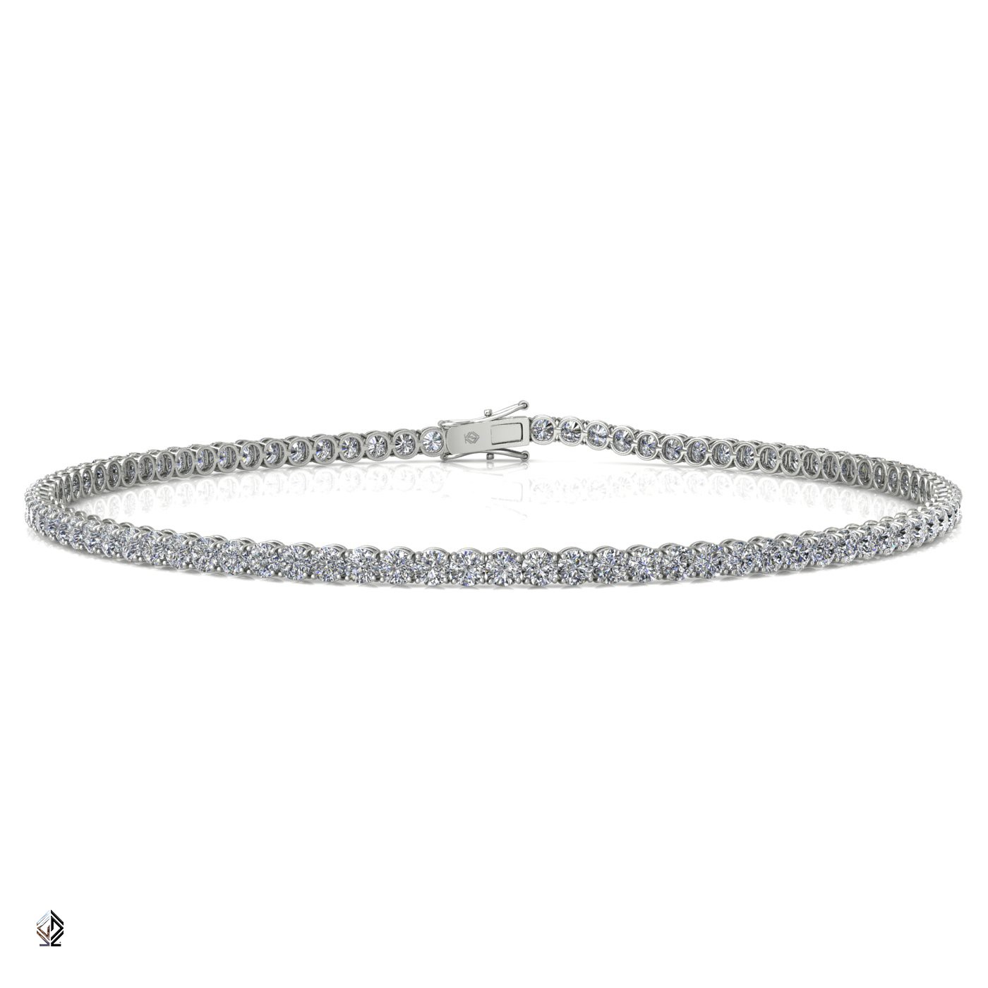 18k white gold  1.8mm 4 prong round shape diamond tennis bracelet in round setting