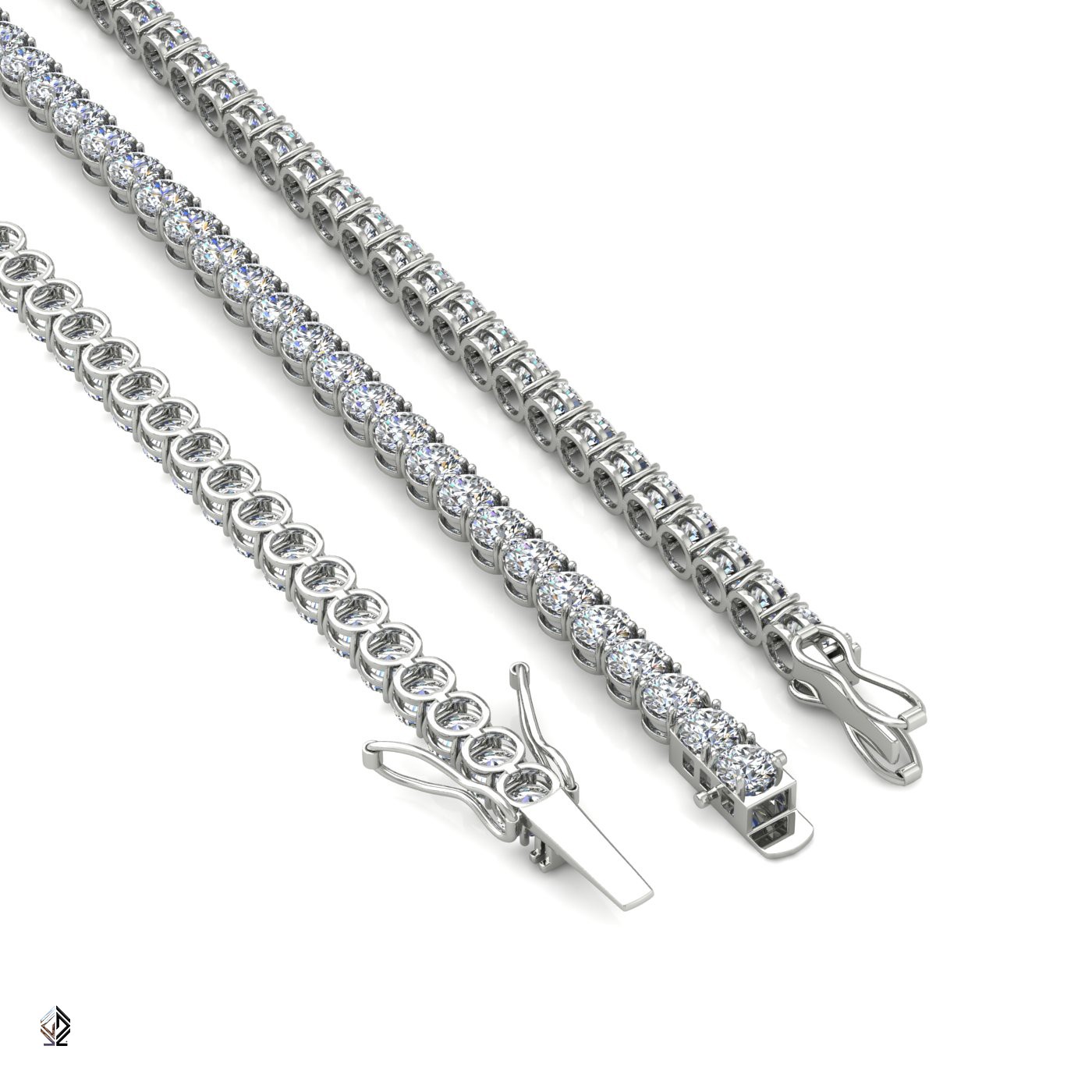 18k white gold 2.0mm 4 prong round shape diamond tennis bracelet in round setting