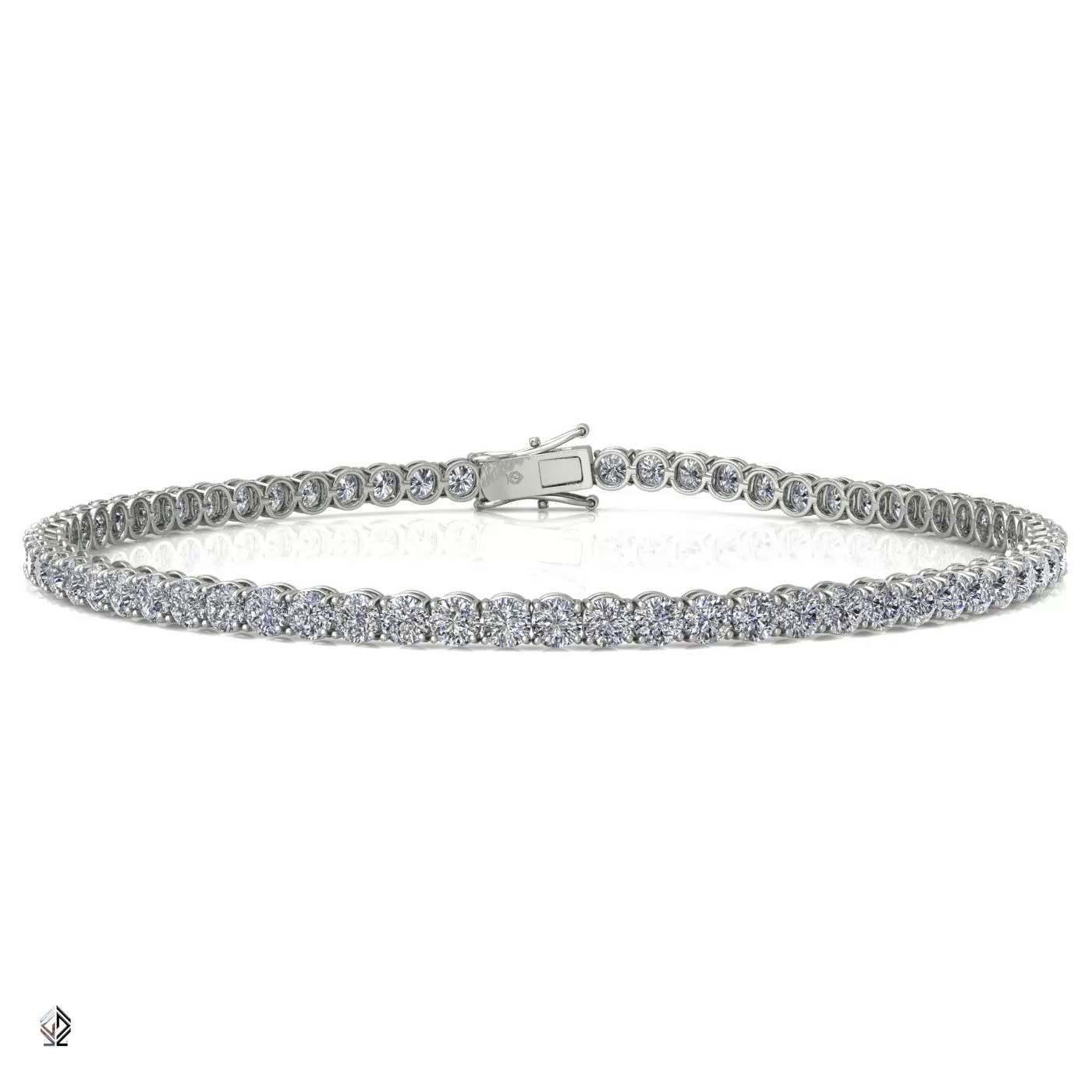 18k white gold 3.3mm 4 prong round shape diamond tennis bracelet in round setting Photos & images
