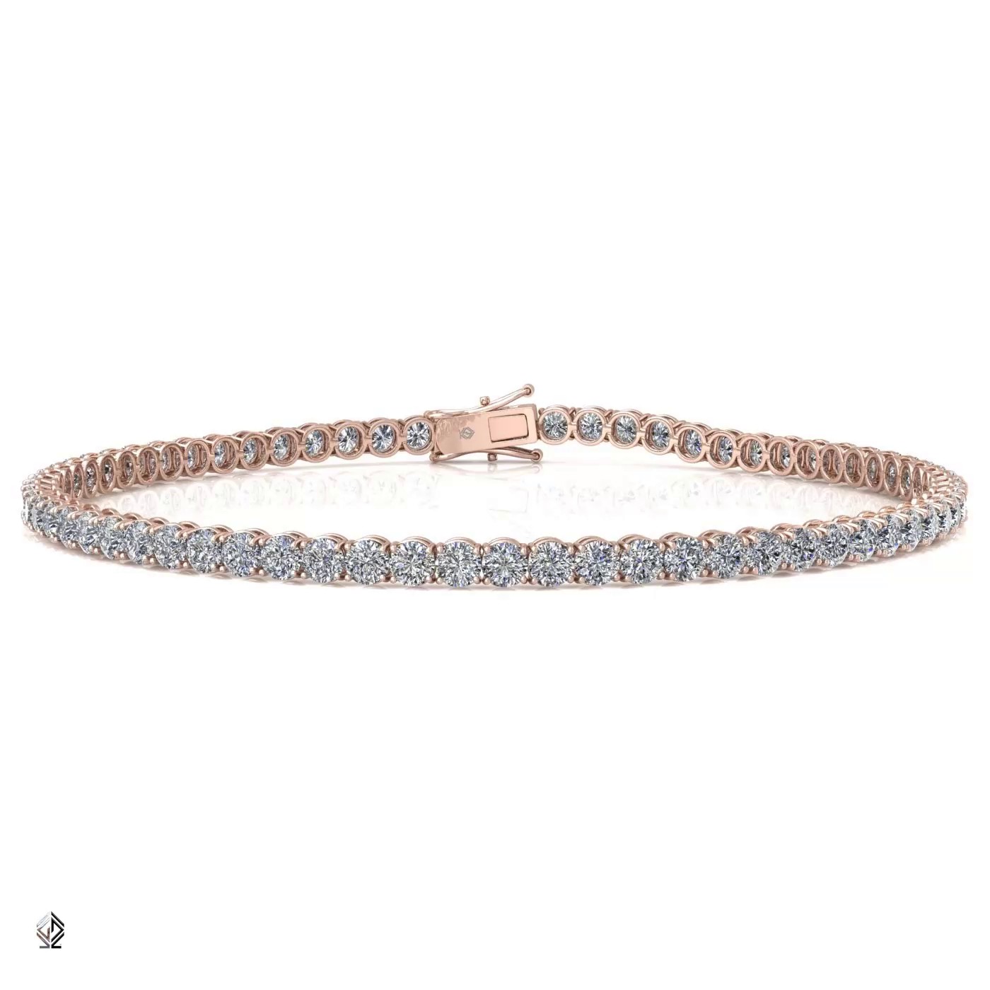 18k rose gold 3.3mm 4 prong round shape diamond tennis bracelet in round setting Photos & images