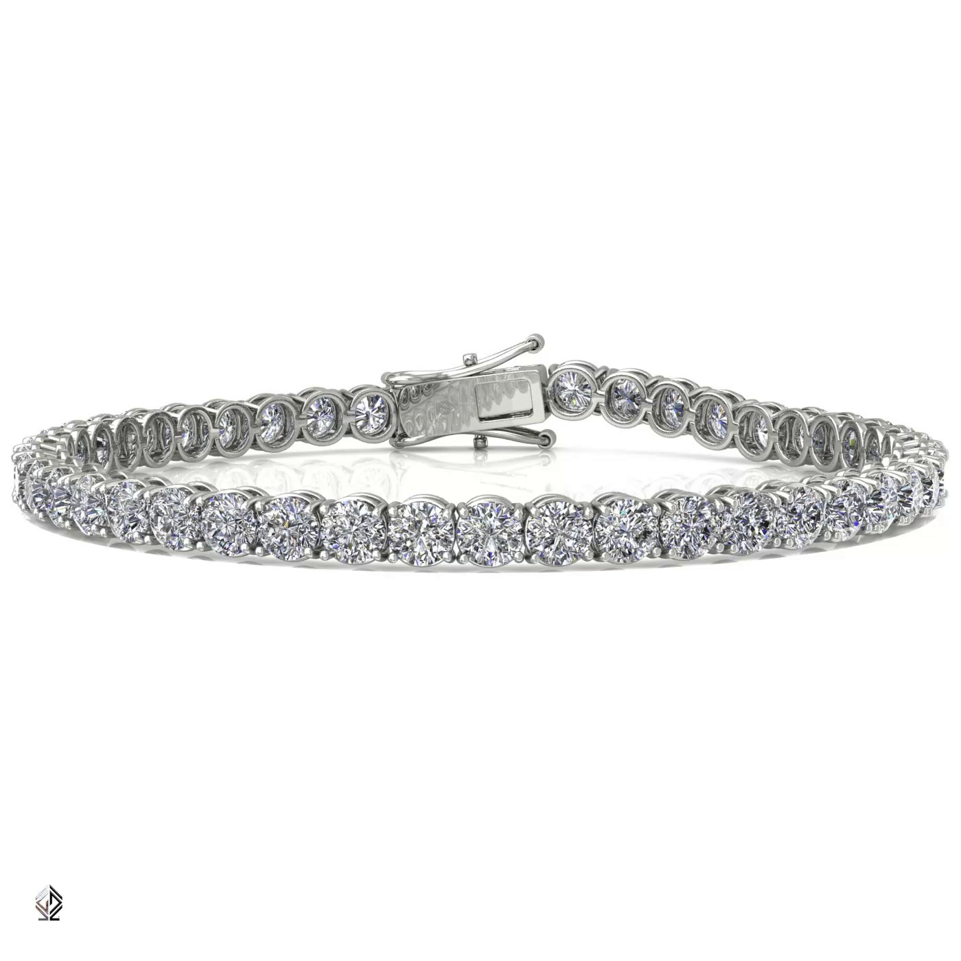 18k yellow gold 3.3mm 4 prong round shape diamond tennis bracelet in round setting Photos & images
