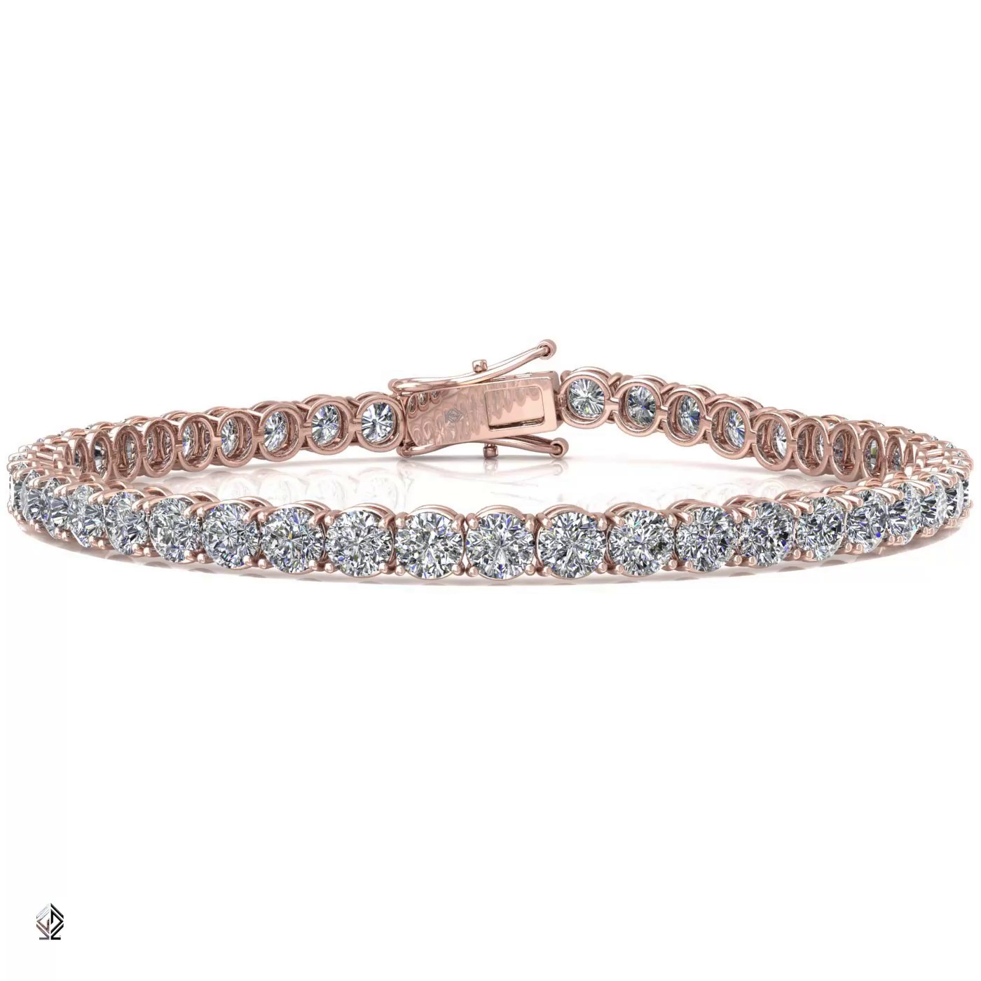 18k yellow gold 3.3mm 4 prong round shape diamond tennis bracelet in round setting Photos & images