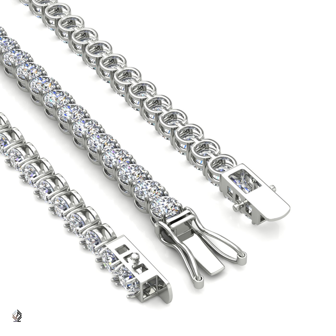 18k white gold 4.2mm 4 prong round shape diamond tennis bracelet in round setting