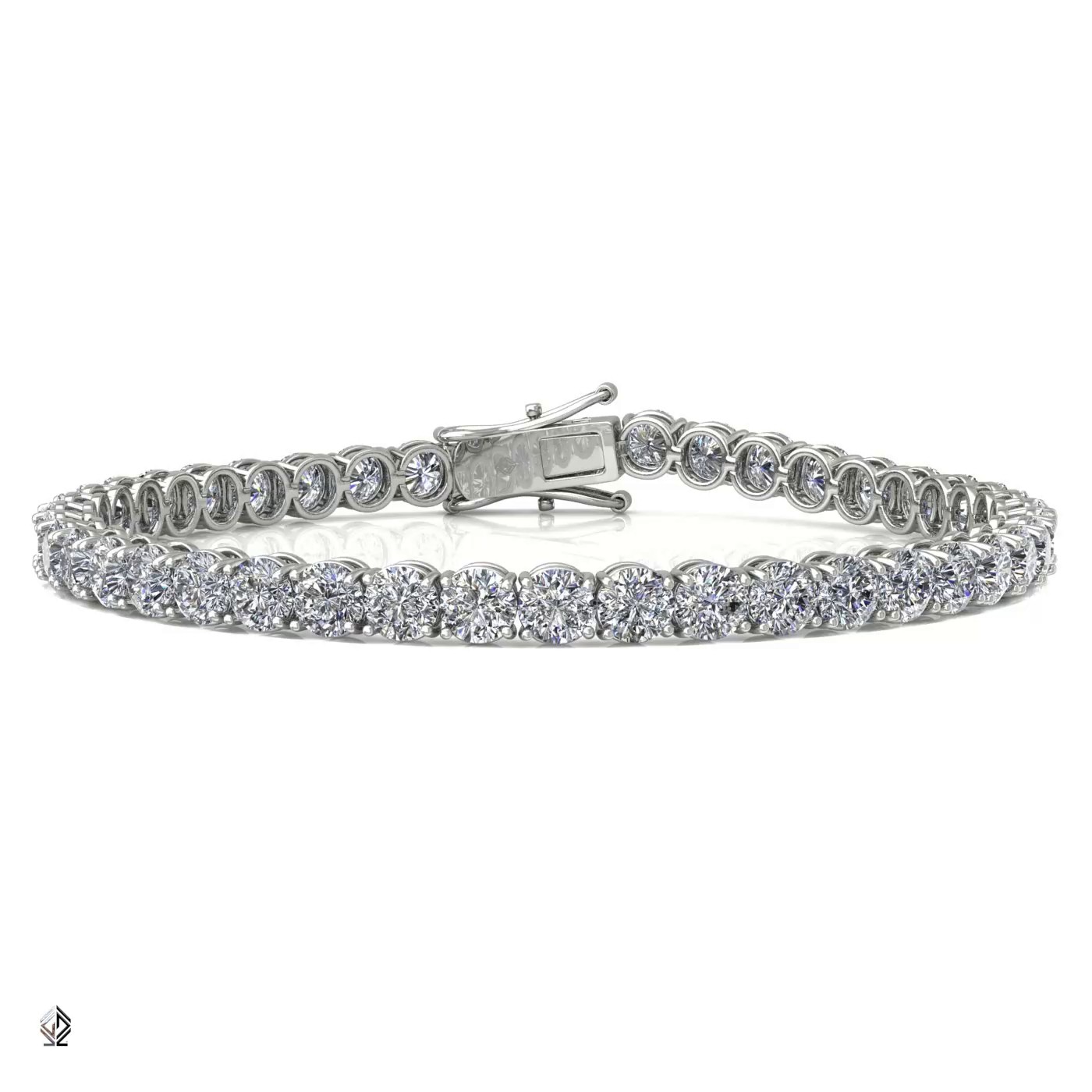 18k white gold 3.3mm 4 prong round shape diamond tennis bracelet in round setting Photos & images