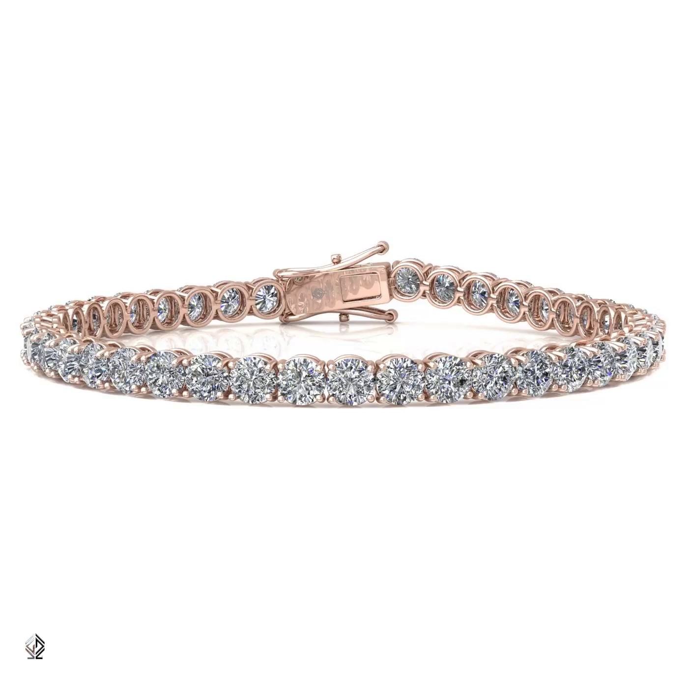 18k rose gold 3.3mm 4 prong round shape diamond tennis bracelet in round setting Photos & images