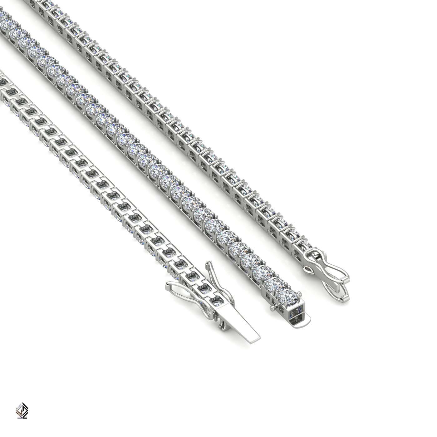18k white gold  1.8mm 4 prong round shape diamond tennis bracelet in square setting