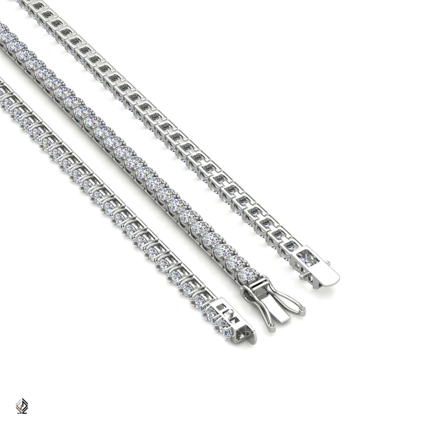 18k white gold  1.8mm 4 prong round shape diamond tennis bracelet in square setting