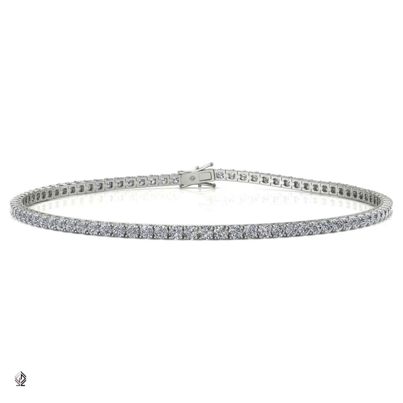 18k white gold 3.0mm 4 prong round shape diamond tennis bracelet in square setting Photos & images