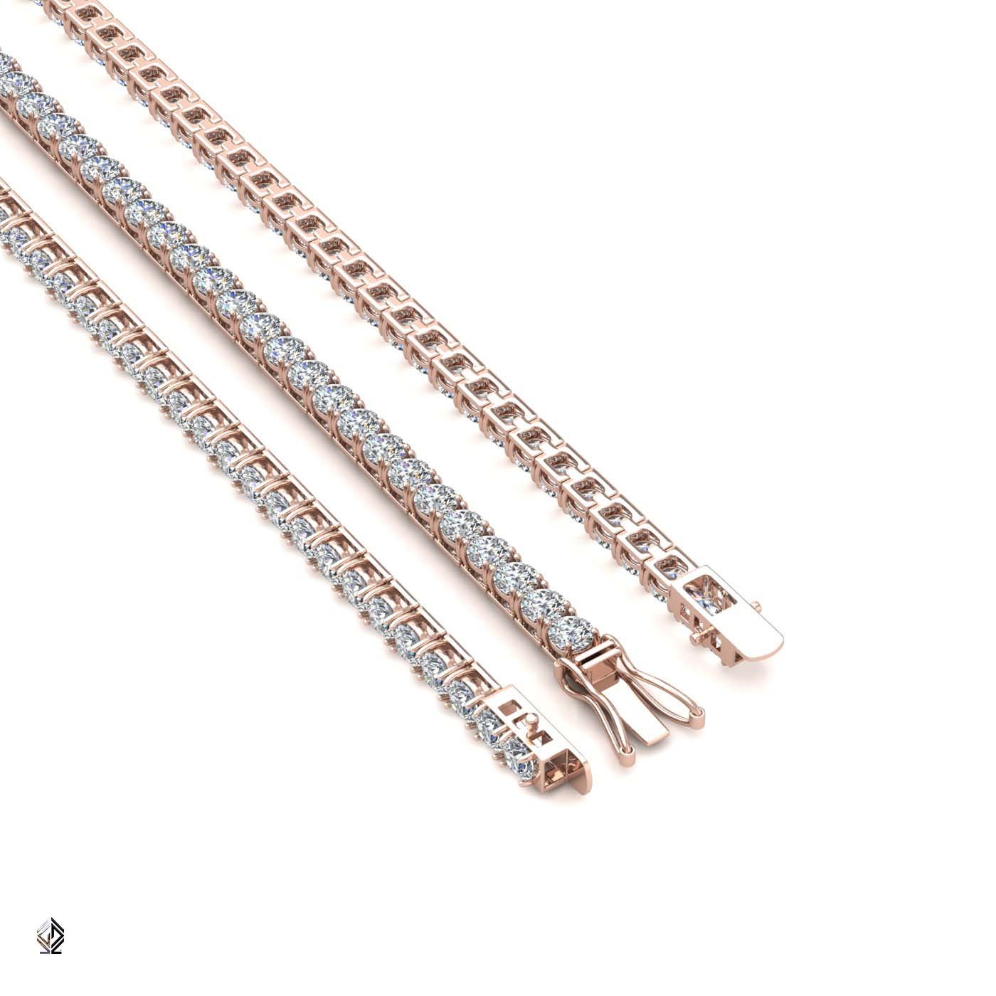 18k rose gold  1.8mm 4 prong round shape diamond tennis bracelet in square setting