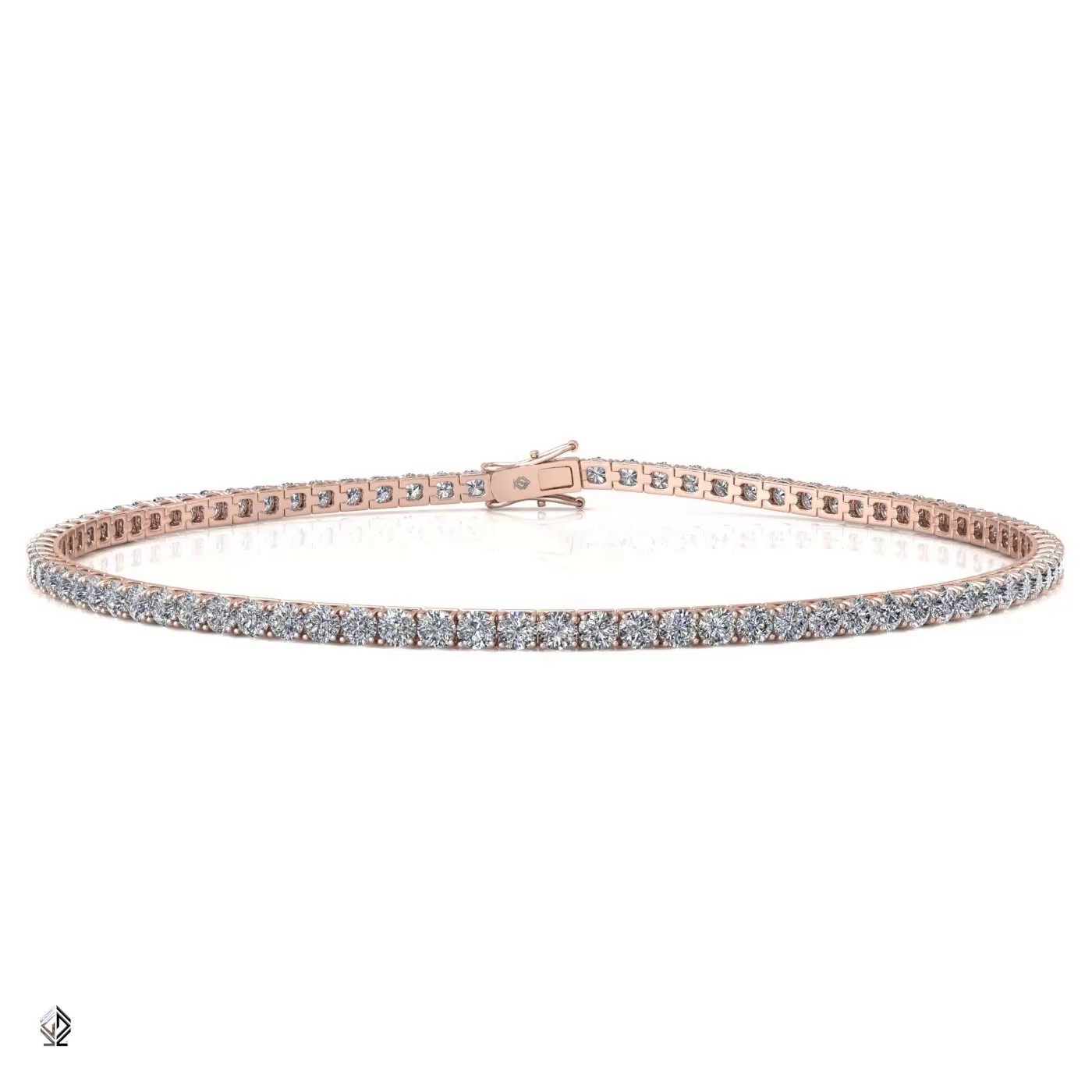 18k rose gold 3.0mm 4 prong round shape diamond tennis bracelet in square setting Photos & images