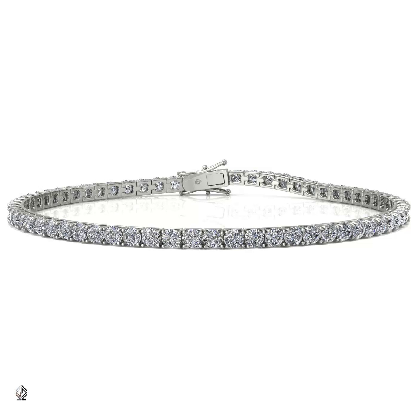 18k white gold 3.0mm 4 prong round shape diamond tennis bracelet in square setting Photos & images
