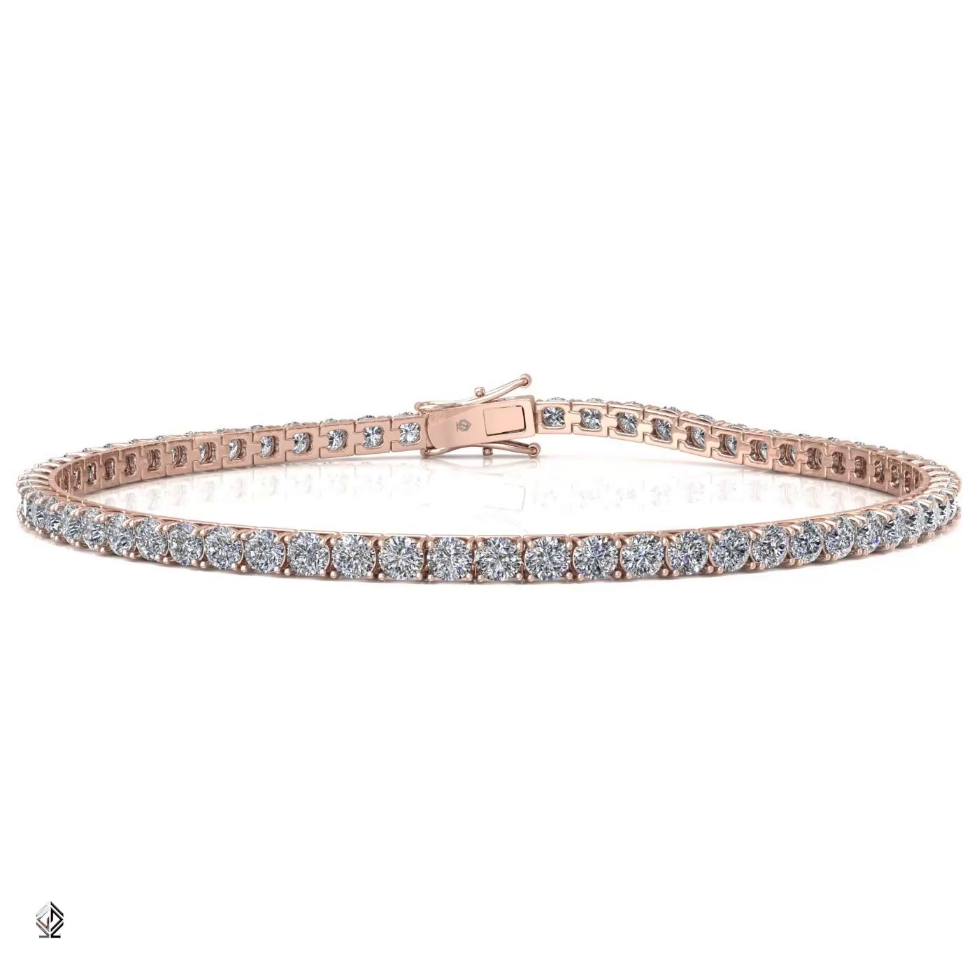 18k rose gold 3.0mm 4 prong round shape diamond tennis bracelet in square setting Photos & images
