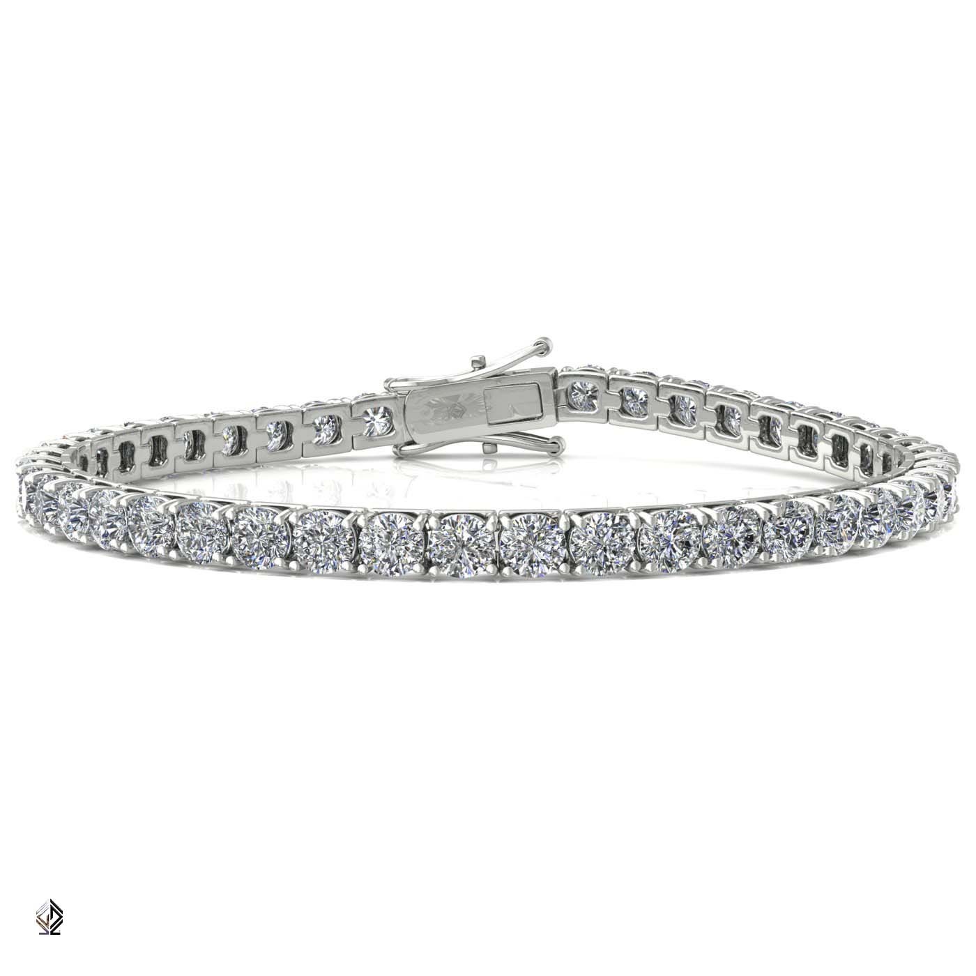 18k white gold  3.3mm 4 prong round shape diamond tennis bracelet in square setting