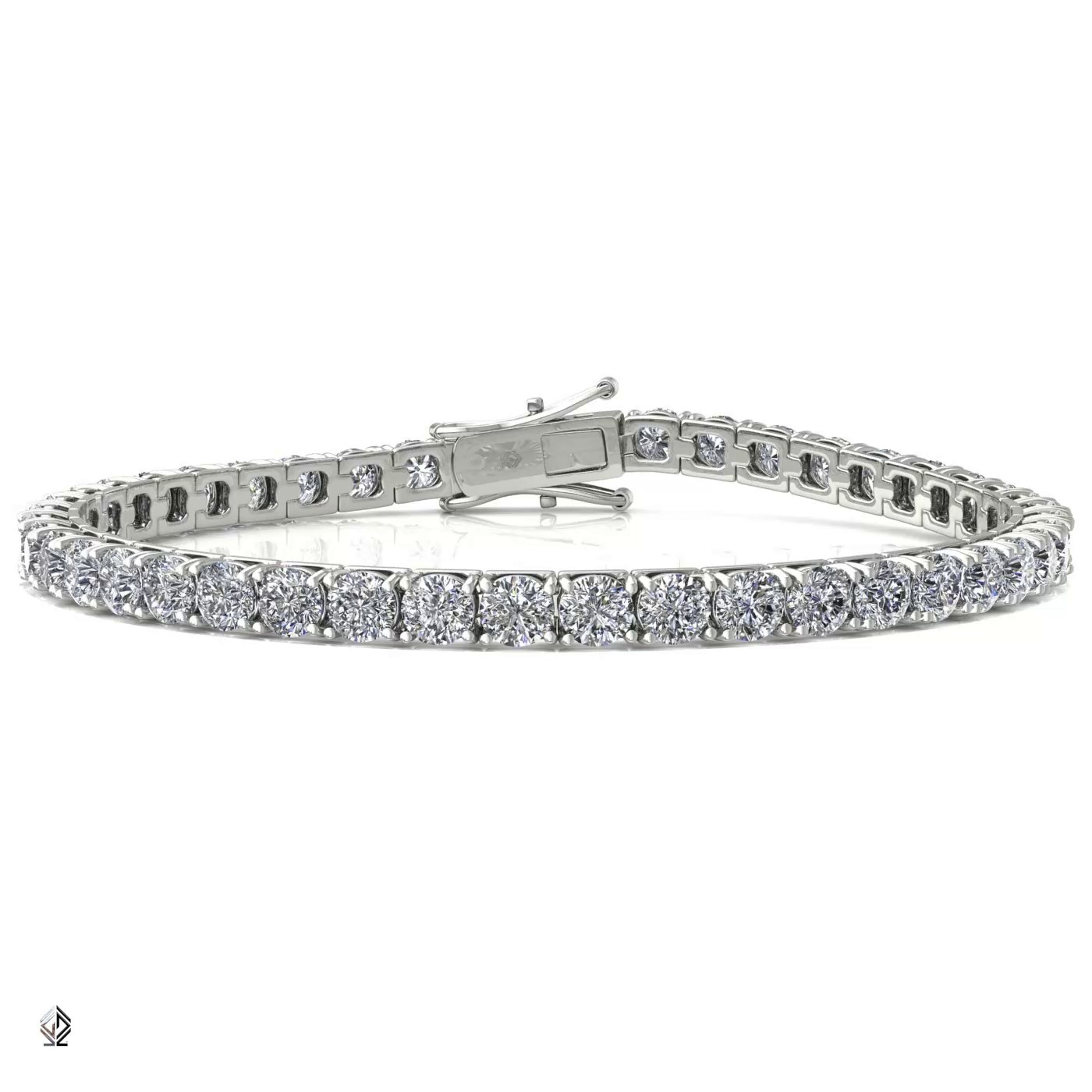 18k white gold 3.0mm 4 prong round shape diamond tennis bracelet in square setting Photos & images