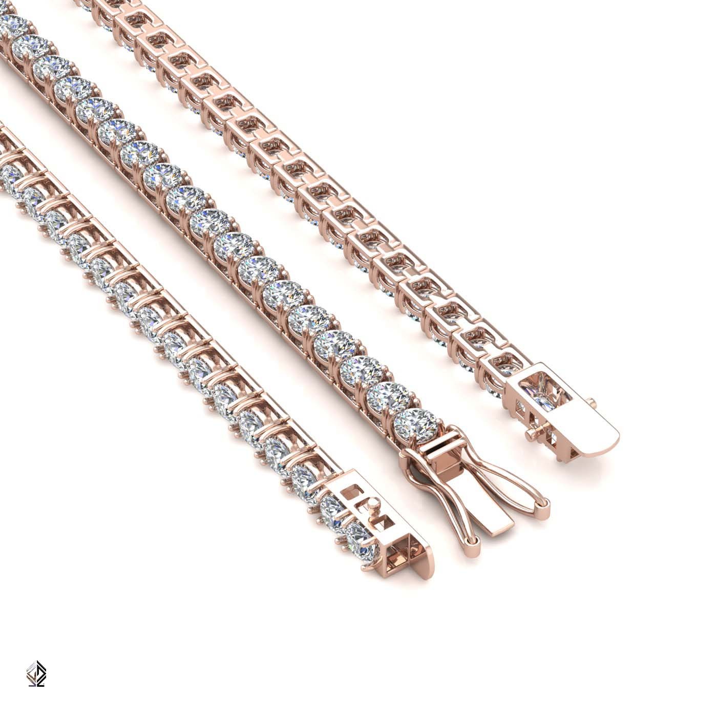 18k rose gold 3.3mm 4 prong round shape diamond tennis bracelet in square setting