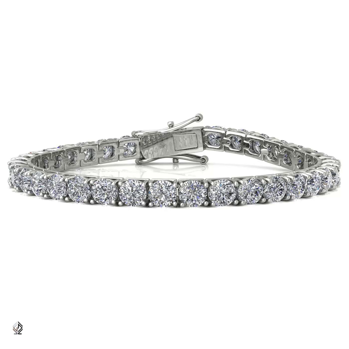 18k white gold 3.0mm 4 prong round shape diamond tennis bracelet in square setting Photos & images