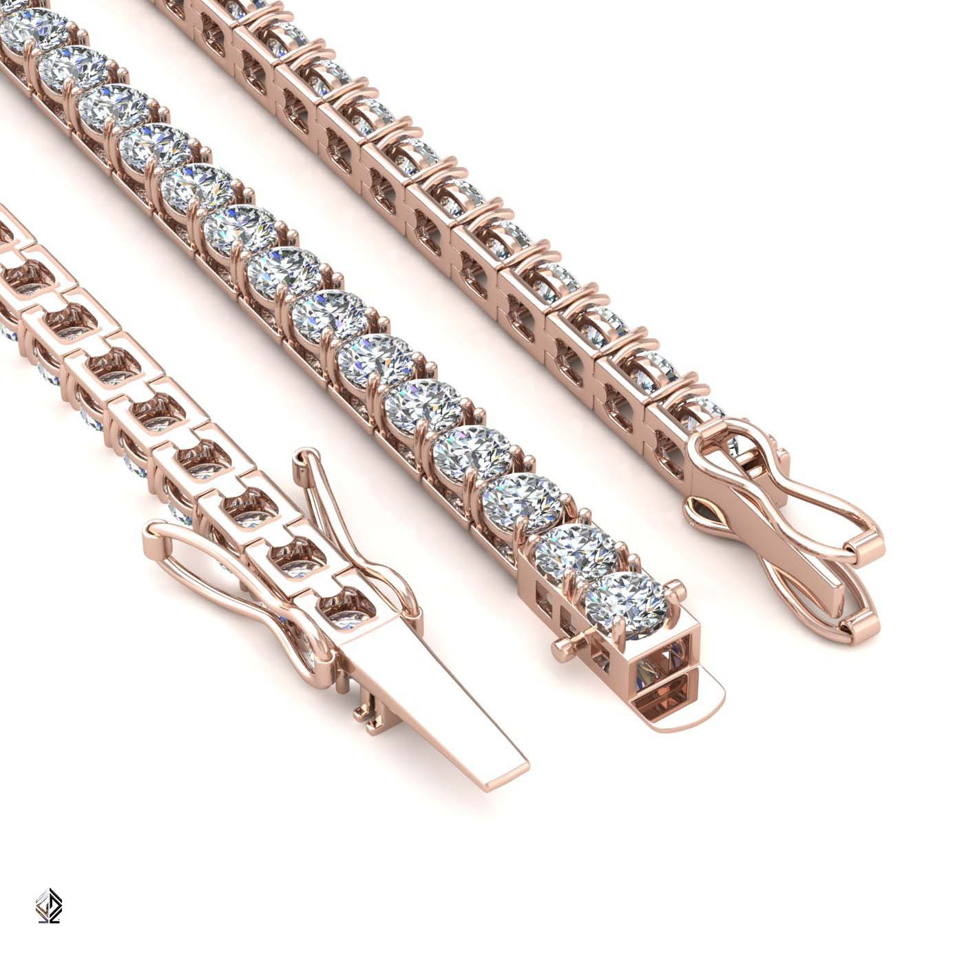 18k rose gold 4.2mm 4 prong round shape diamond tennis bracelet in square setting