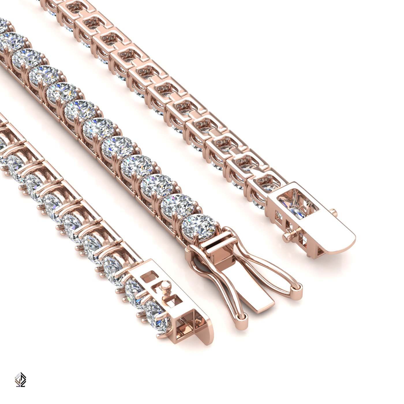 18k rose gold 4.2mm 4 prong round shape diamond tennis bracelet in square setting