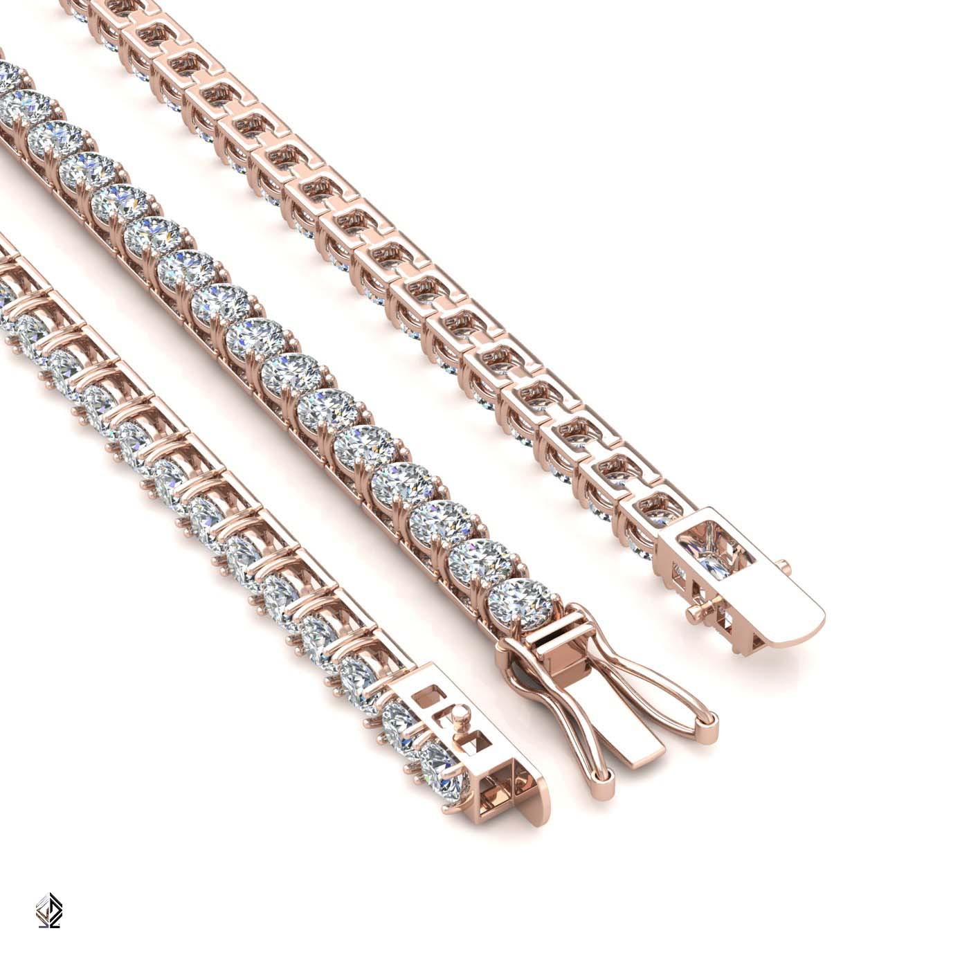 18k rose gold 3.8mm 4 prong round shape diamond tennis bracelet in square setting