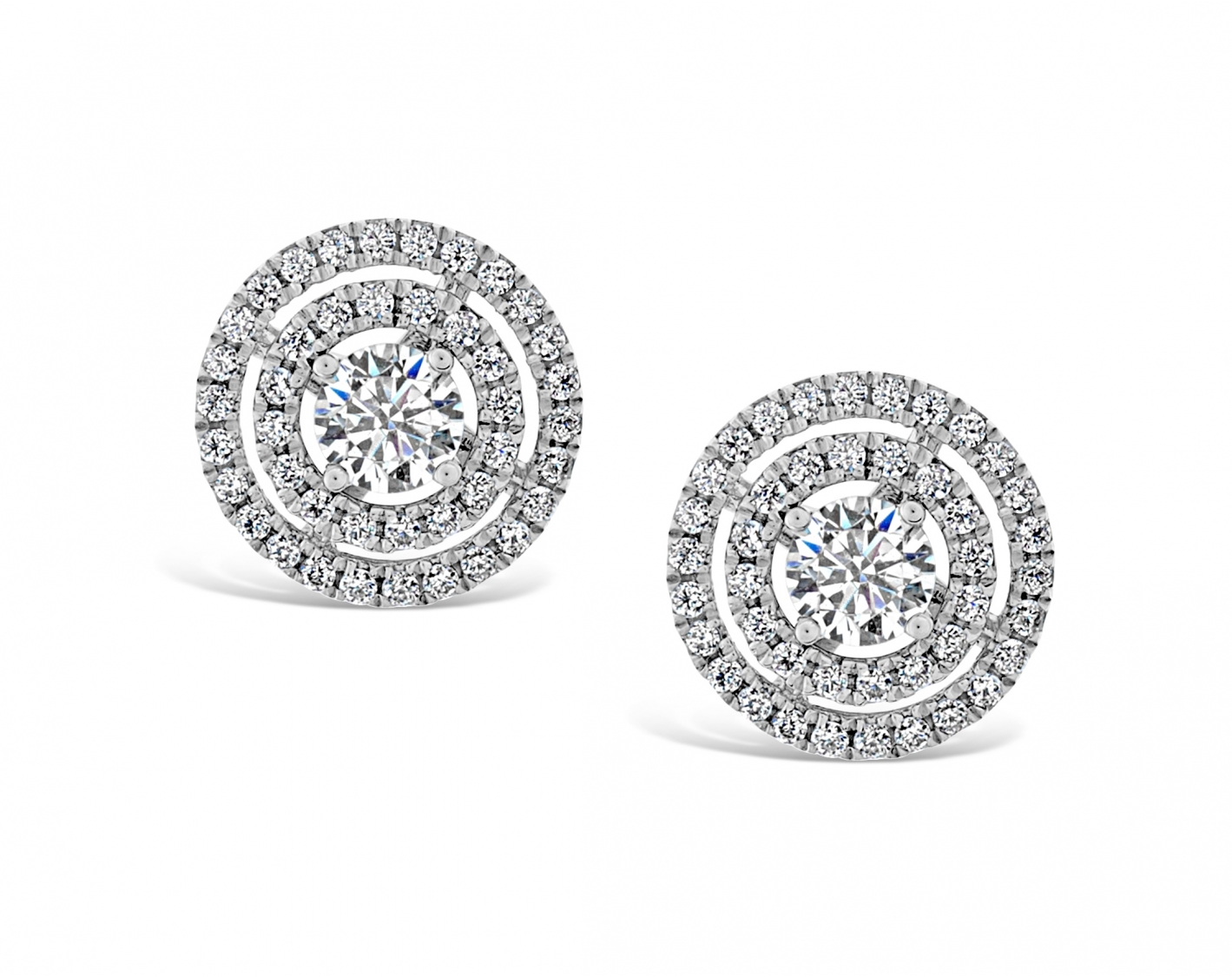 WHITE GOLD DOUBLE HALO DIAMOND EARRING STUDS