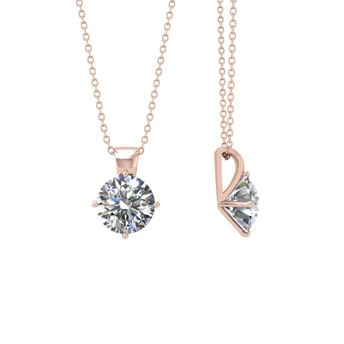 18k rose gold  0,3 ct 4 prongs round shape diamond pendant Photos & images
