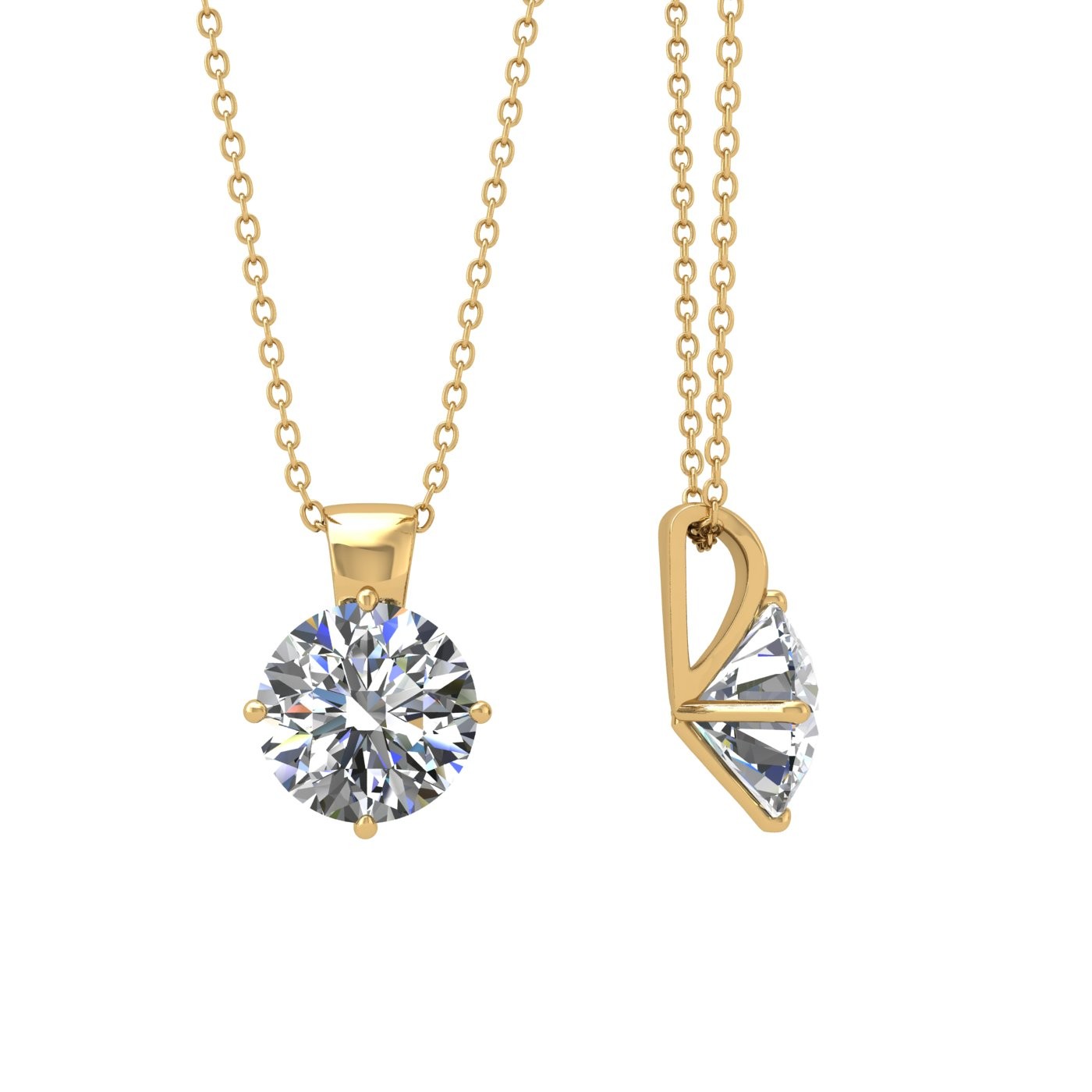 18k yellow gold  0,3 ct 4 prongs round shape diamond pendant Photos & images