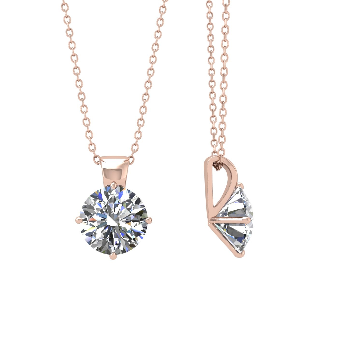 18k rose gold  0,3 ct 4 prongs round shape diamond pendant Photos & images