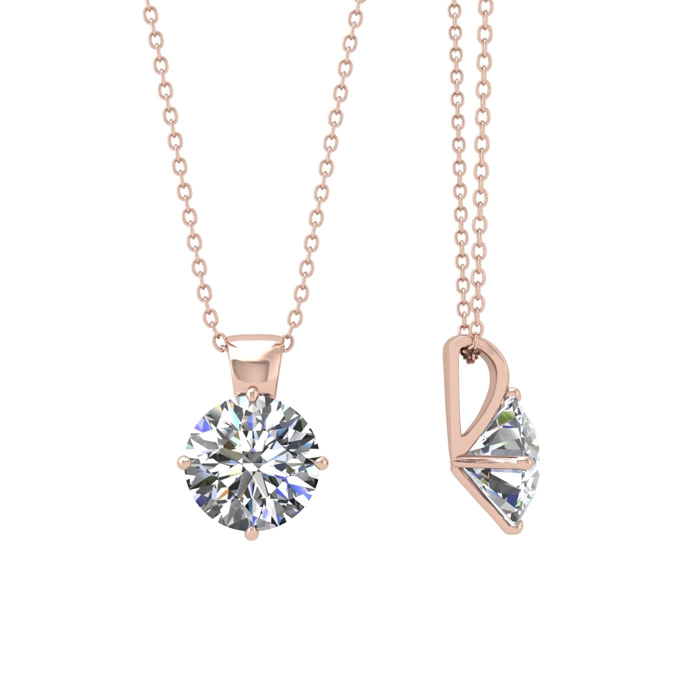 18k rose gold  0,3 ct 4 prongs round shape diamond pendant Photos & images