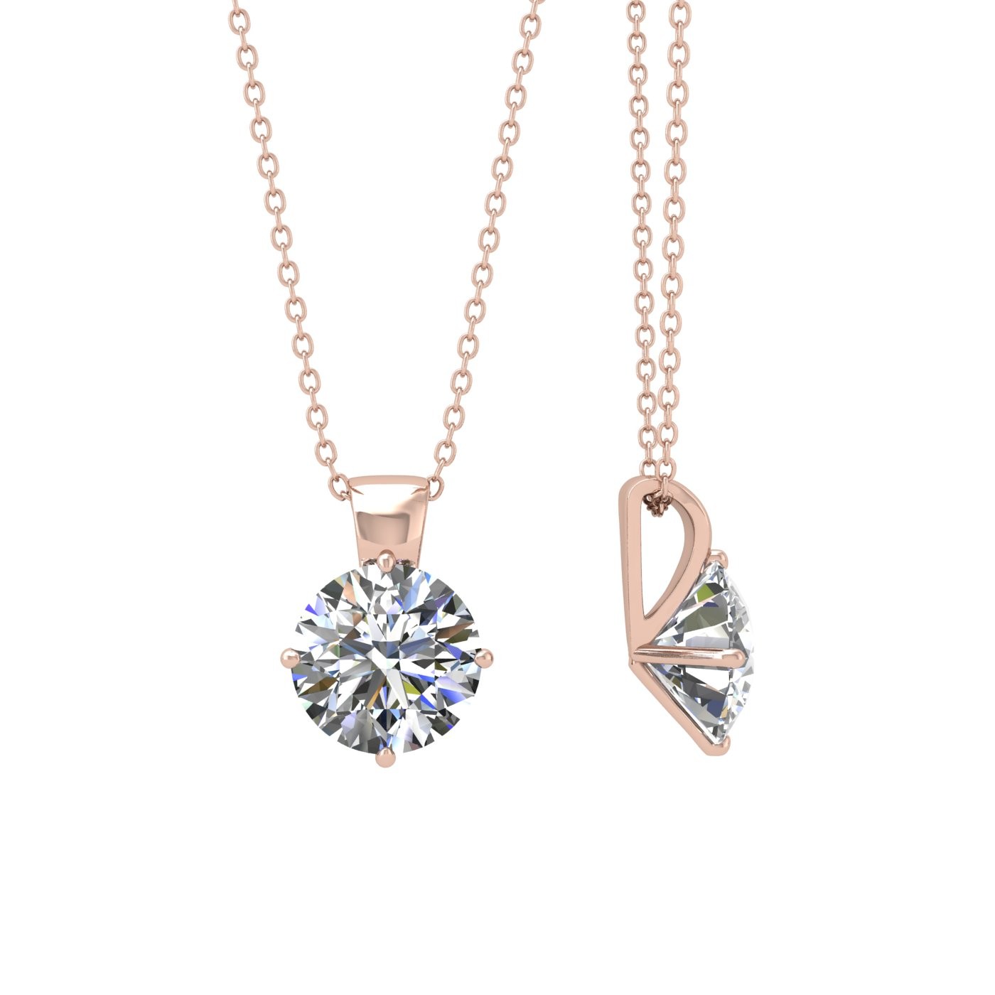 18k rose gold  0,3 ct 4 prongs round shape diamond pendant Photos & images