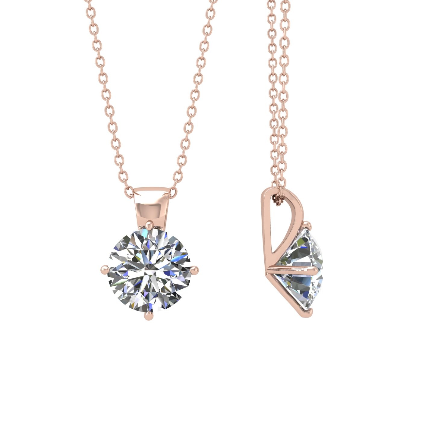 18k rose gold  0,3 ct 4 prongs round shape diamond pendant Photos & images