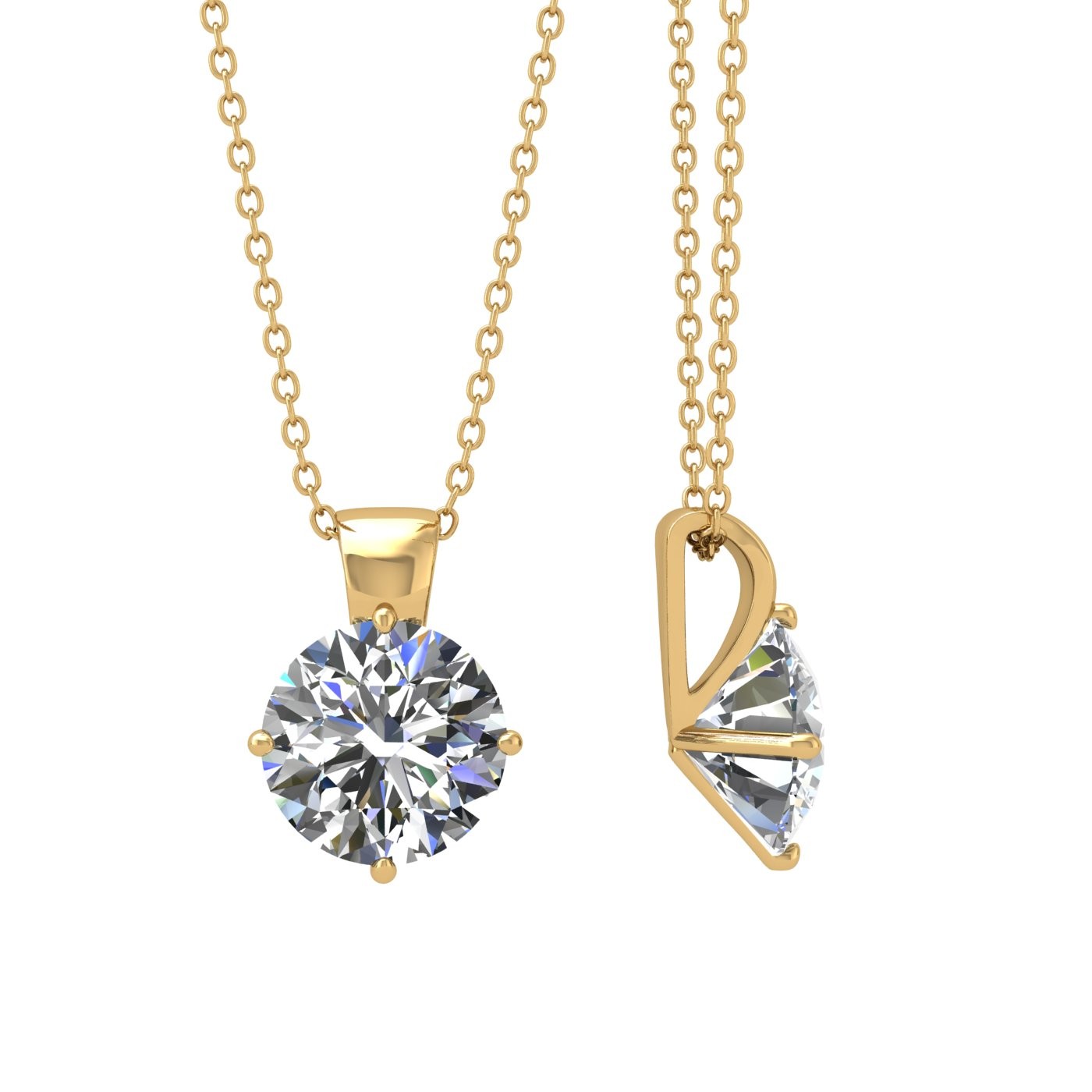 18k white gold 2 ct 4 prongs round shape diamond pendant Photos & images