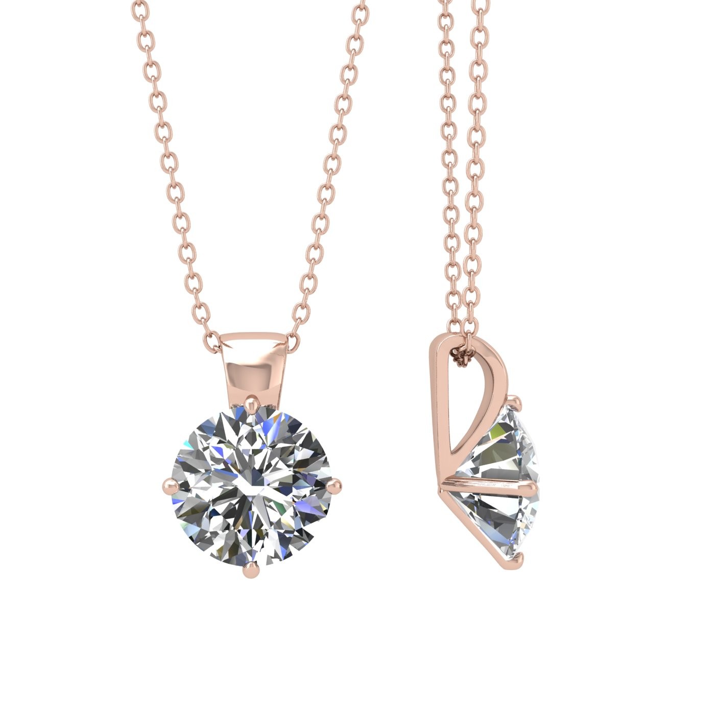 18k rose gold  0,3 ct 4 prongs round shape diamond pendant Photos & images