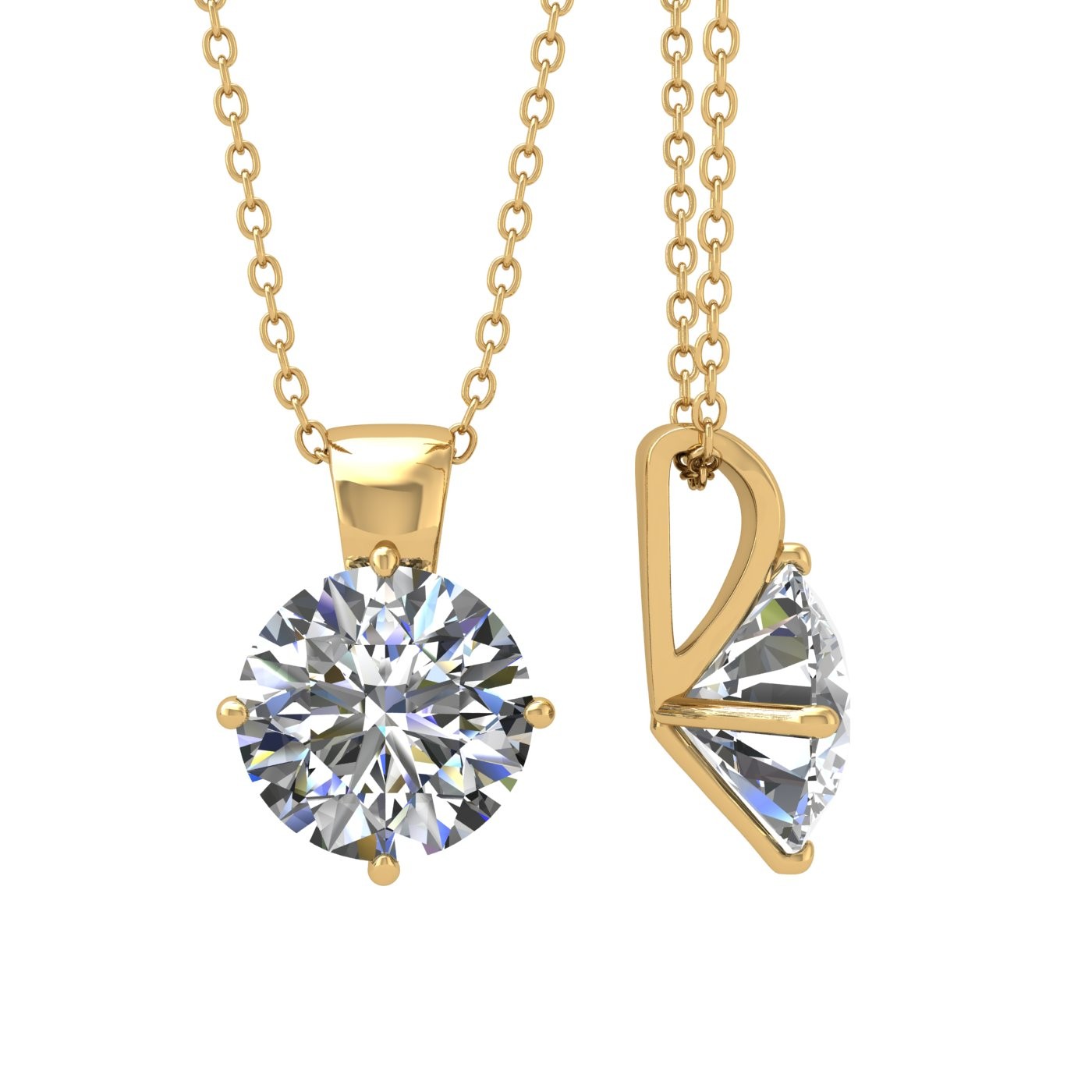 18k yellow gold  0,3 ct 4 prongs round shape diamond pendant Photos & images