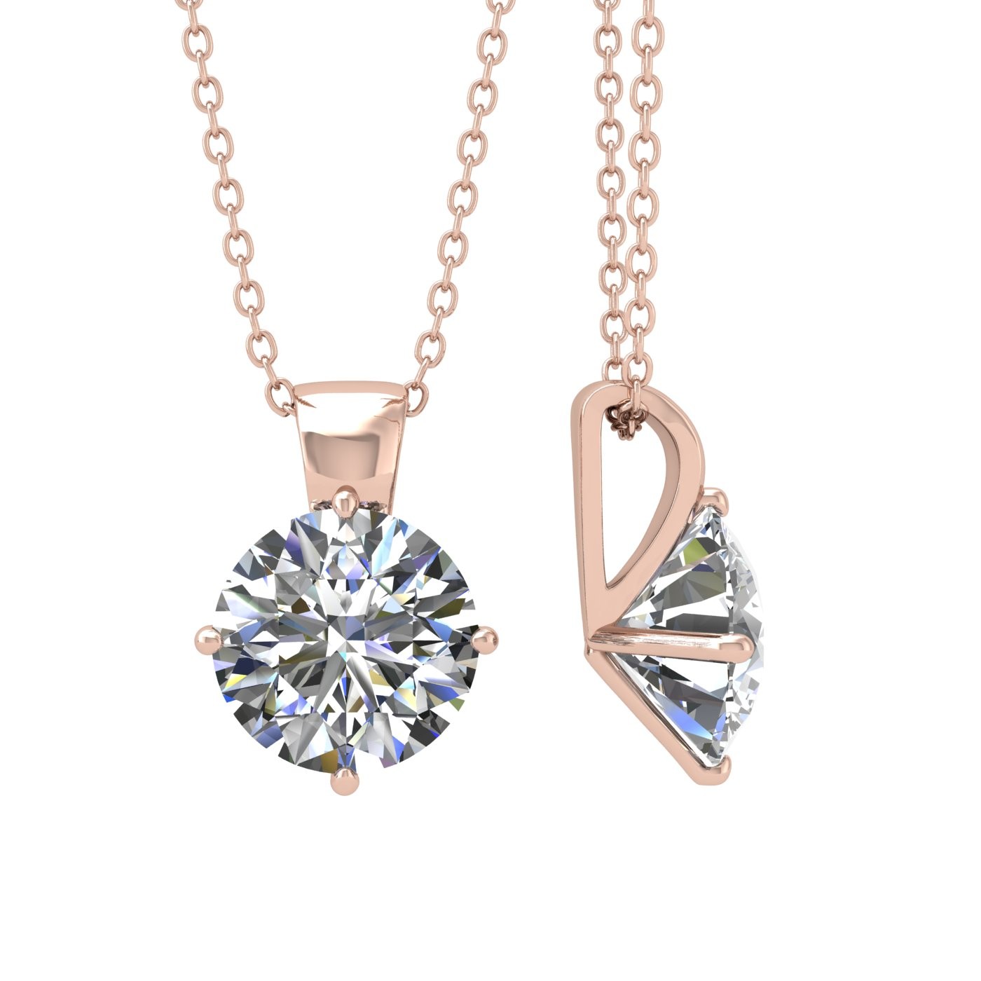 18k rose gold  0,3 ct 4 prongs round shape diamond pendant Photos & images